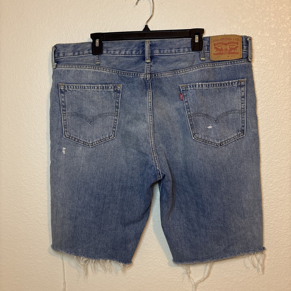 Size 40 Levi Strauss Cut Off Jean Shorts Blue Denim Distressed - Picture 9 of 15